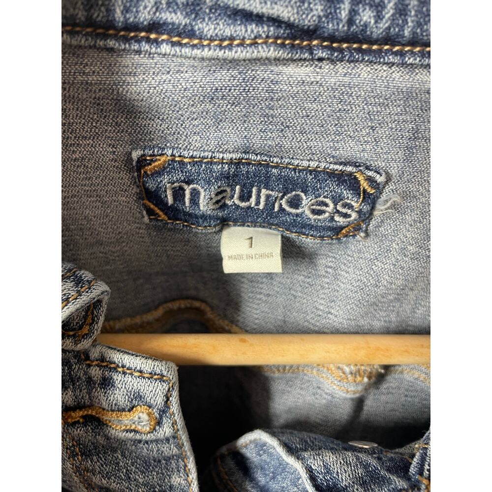 Maurices DIY Cropped Jean Jacket Painted Size XL 1X Boho Artsy Stretch - Picture 3 of 4